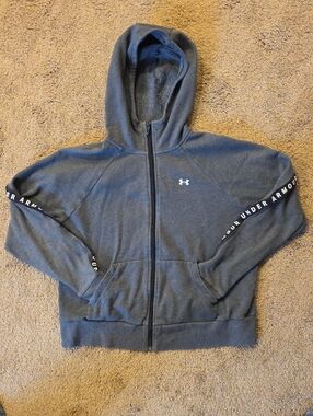 Women's Under Armour Dark Gray Zip-Up Hooded Jacket Large